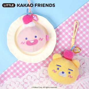 kakao friends中国限定毛绒耳机包包甜品Ryan屁桃抽绳收纳包挂件