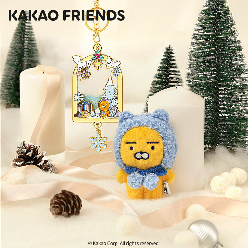kakaofriends冬季假日中国限定流麻挂件下雪景钥匙扣Ryan毛绒挂件