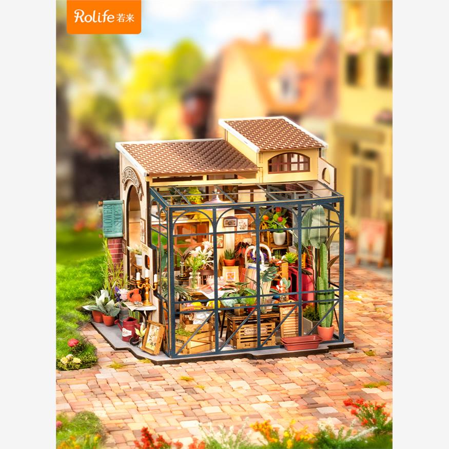 若来拼装模型diy艺术屋手工制作小屋艾米莉的花店生日礼物送女生