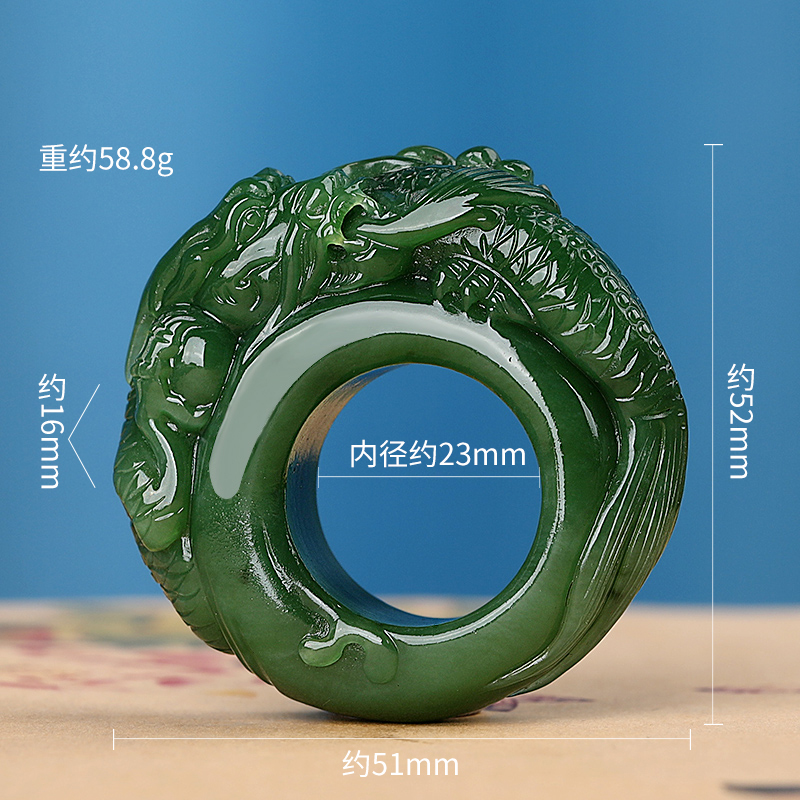 涵怡龙头扳指和田玉碧玉
