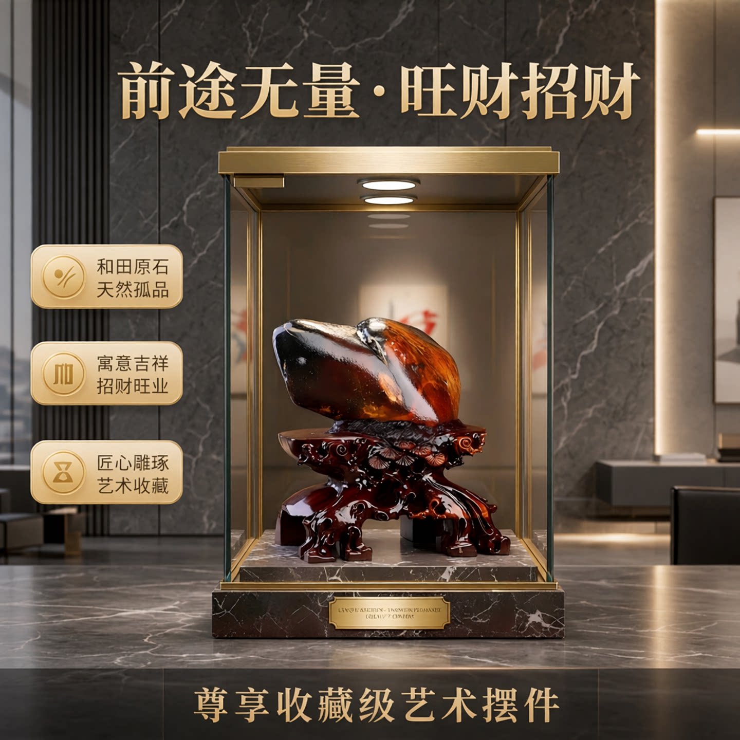 孤品新疆和田玉旺财大摆件