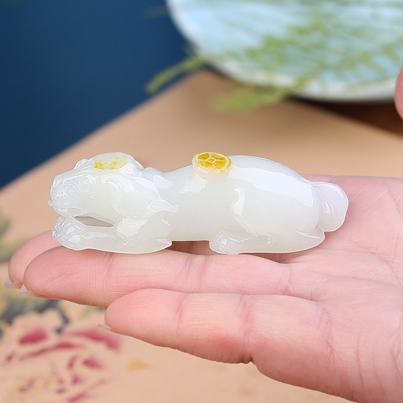正品新疆和田玉羊脂玉旺财挂件生肖狗项坠玉石项链属相狗玉挂件