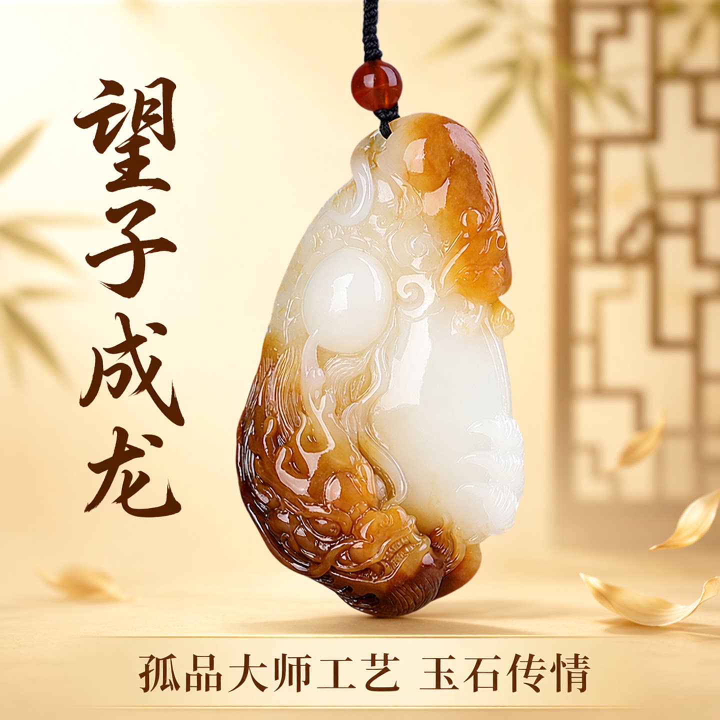 孤品大师工艺和田玉望子成龙玉吊坠男女款玉石项坠玉项链玉石挂件