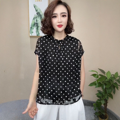 减龄显瘦波点雪纺衫上衣