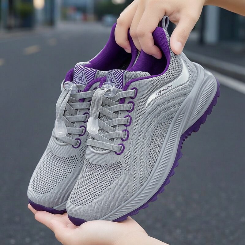 中老年运动鞋女鞋妈妈鞋春秋女款网面健步鞋休闲旅游防滑老人鞋子