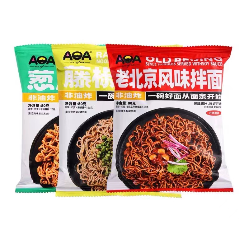 AOA葱油拌面荞麦面老北京风味方便面免煮代餐速食泡面整箱非油炸