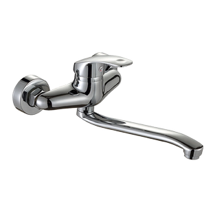 厨房铜入墙冷热水龙头洗衣池拖把墙横式家用可旋转摇摆冷热水嘴