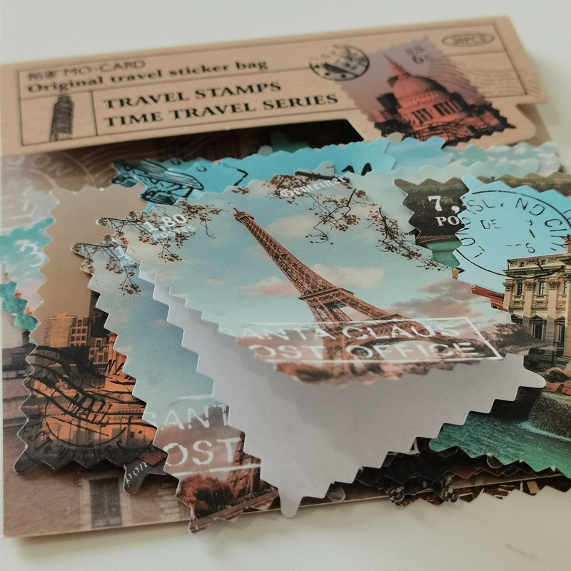 Vintage World Map City Stamps Paper Stickers Travel Paper 文具电教/文化用品/商务用品 贴纸/立体贴纸 原图主图