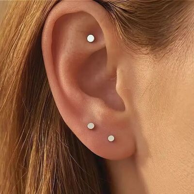 Threaded Titanium Disc Labret Flat Back Stud Earring Unisex