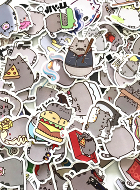 100Pcs/lot Cartoon Cat Stickers For Snowboard Laptop