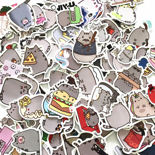 100Pcs/lot Cartoon Cat Stickers For Snowboard Laptop