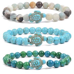 8mm Sea Turtles Beads Bracelet Turquoise Natutal Stone