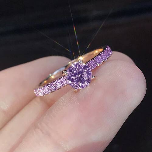 Shaped SSilver Plated Engagement Ring for Women Pink Cubic
