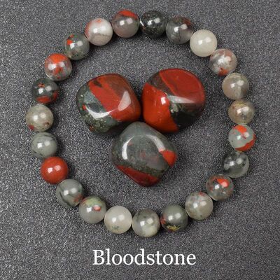 Natural African Bloodstones Beads Bracelet Men Women Real