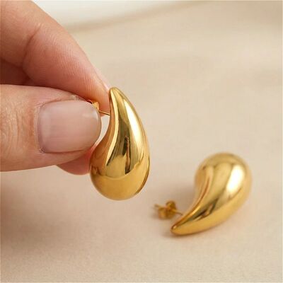 10-31mm Stainless Steel Chunky Water Drop Earrings For