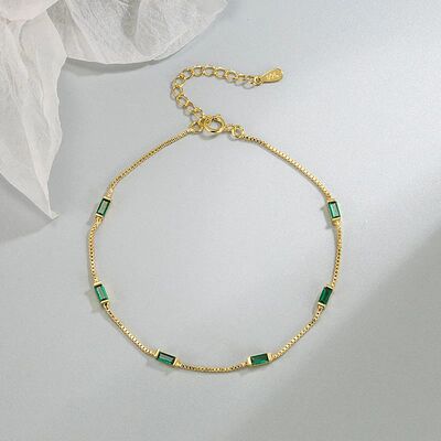 New Sterling Silver Green Zircon Bracelet Personality Charm