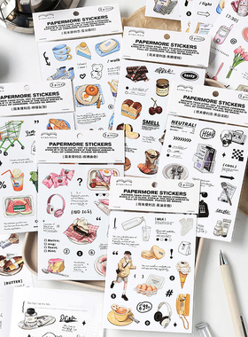 MOHAMM 2 Sheets Simple Snacks Drinks Stickers for Diary
