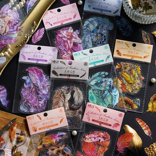 40Pcs Diary Sticker Scrapbooking  Feather Books Planner