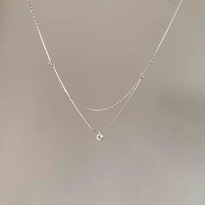 New Sterling Silver Double Necklace Personality Charm