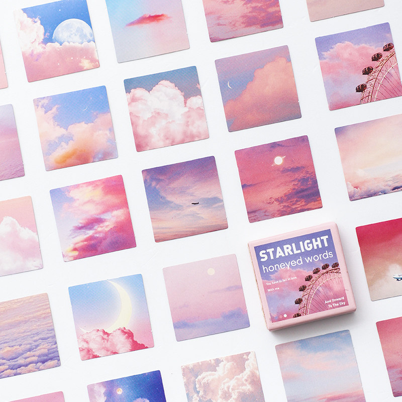 46Pcs/Box Pink Scenery Cloud Pattern Scrapbooking Bullet
