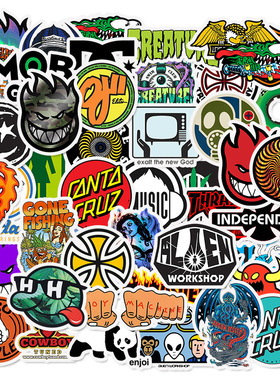 50 PCS Skateboard Fashion brand Logo Waterproof Sticker For