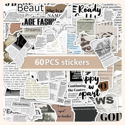 60Pcs Fashion Personalized Retro Newspaper Decorative