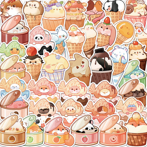 40pcs Kawaii Cartoon Anime Ice Cream Animal Graffiti
