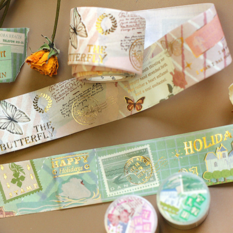 Vintage Collage artist Washi Tape Handmade Bronzing Labels 文具电教/文化用品/商务用品 贴纸/立体贴纸 原图主图