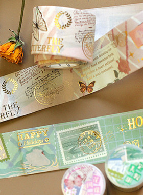 Vintage Collage artist Washi Tape Handmade Bronzing Labels