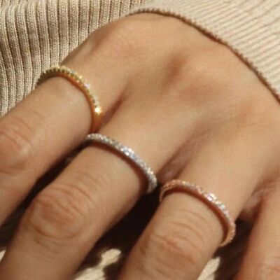 1/3PCS Thin Dainty Stackable Ring Full Eternity Band Cubic