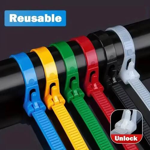 100Pcs Reusable Nylon Cable Ties 3.6x150mm, Lock Loop,