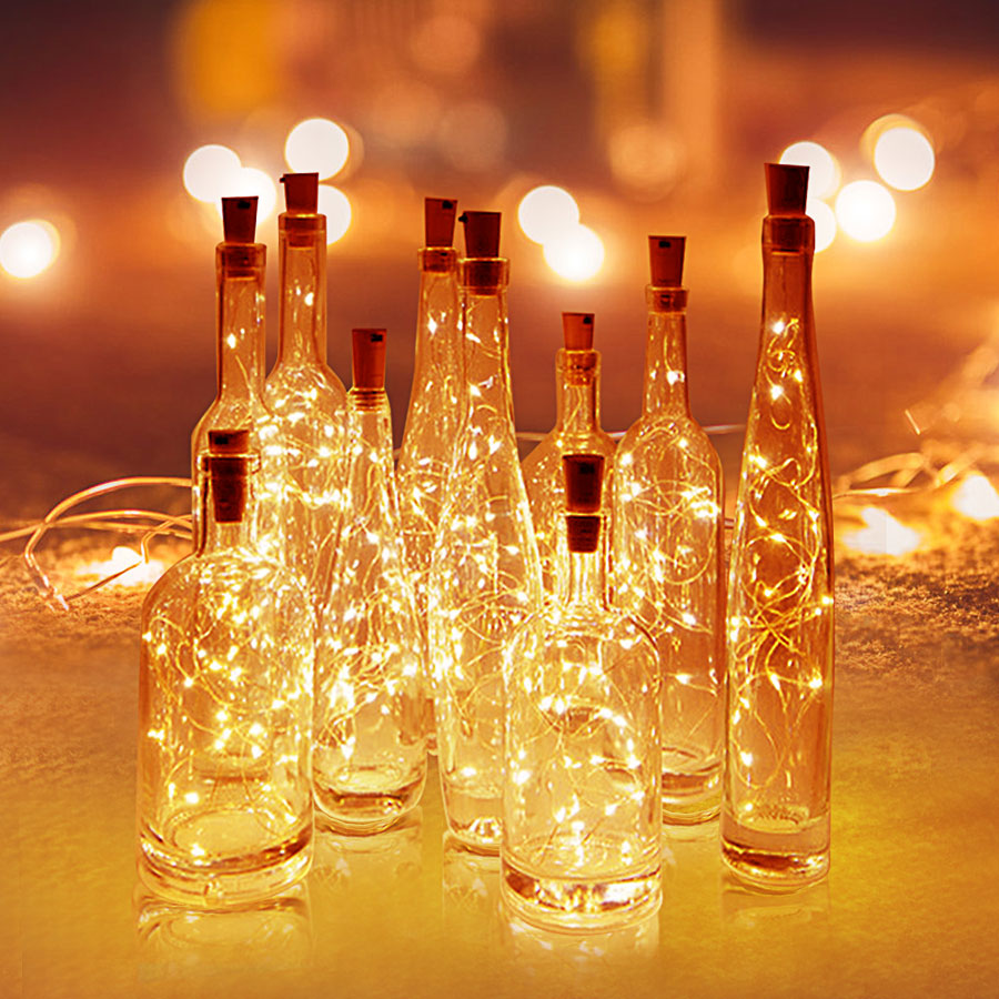 New Battery Powered Garland Wine Bottle Lights with Cork 2M