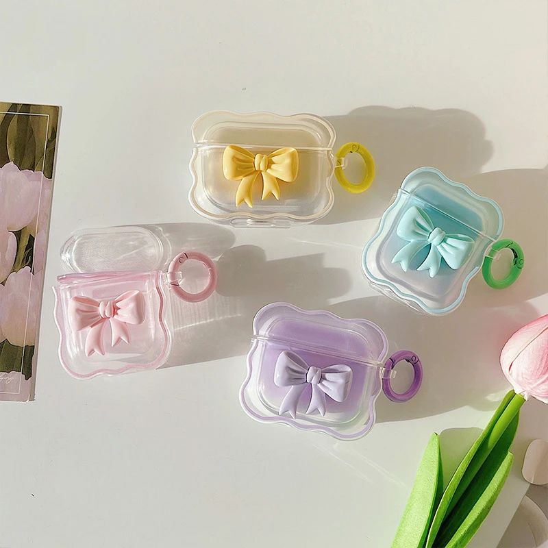 Suitable for AirPods Pro 2nd Wave Gradient Pink 3D Bow Headp