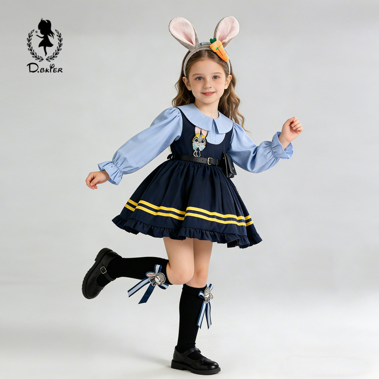 女童春装2026新款兔子警官儿童衣服公主裙生日cos裙子长袖连衣裙