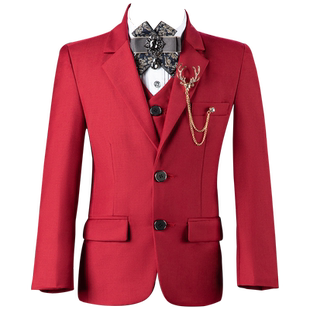 sesameclub男童礼服西装套装红色花童婚礼伴郎朗诵主持人演出服装