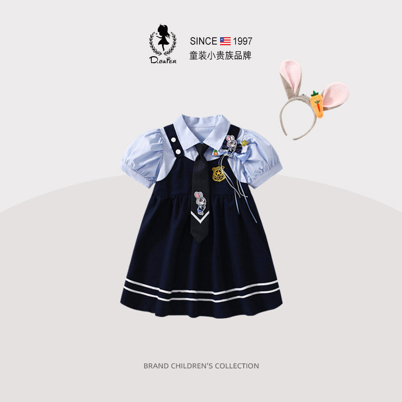 2026夏装新款女童兔子警官儿童公主裙cos衣服学院风女孩连衣裙子