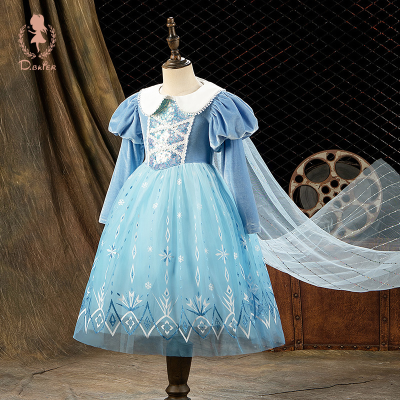 女童艾莎公主裙冰雪奇缘