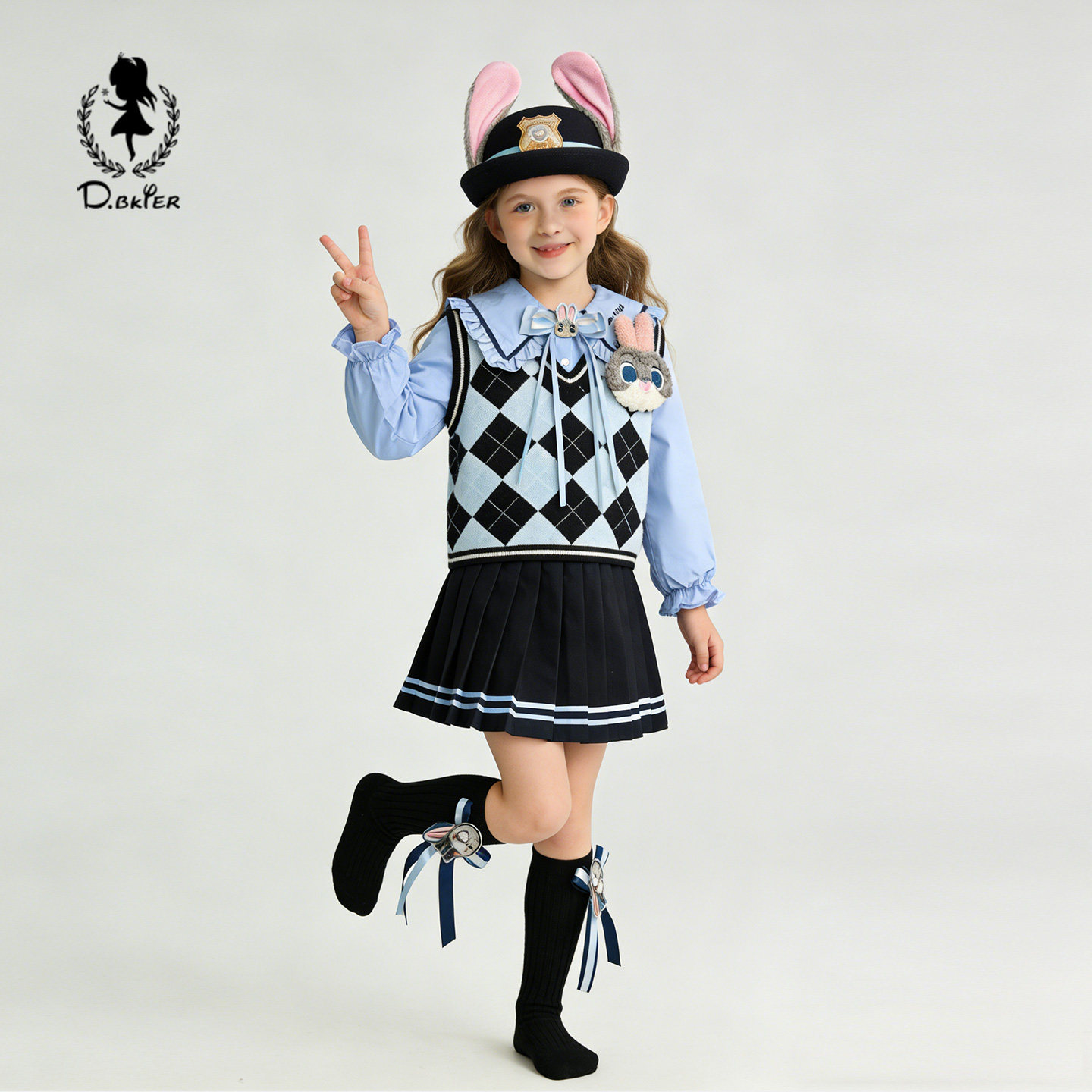 sesameclub女童春套装学院风朱迪兔子警官儿童衣服毛衣衬衫jk裙子,童装/婴儿装/亲子装,套装,淘宝优惠券,粉丝福利购,淘宝优惠卷