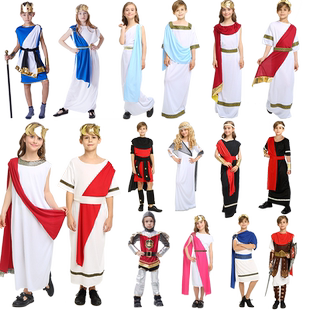 万圣节表演服装男女童古希腊罗马神话神王宙斯雅典娜女神公主衣服