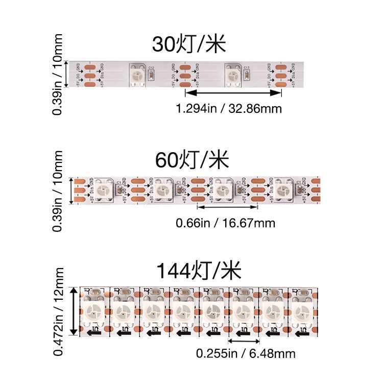 ws2812b灯带可编程led幻彩灯条 ktv酒吧清吧氛围霓虹彩灯光