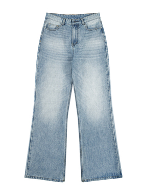 NO LOGO冰蓝色微喇517牛仔裤男水洗做旧宽松秋季长裤子cleanfit