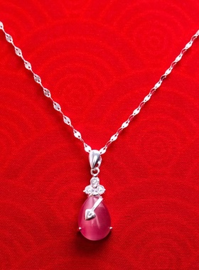 新款S999纯银项链女锁骨链石榴足银吊坠首饰送女友母亲节520礼物