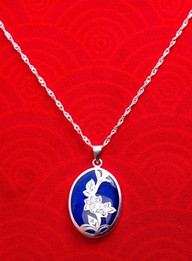 S999纯银佛观音花吊坠女士本命年保平安足银水波链挂坠送妈妈礼物