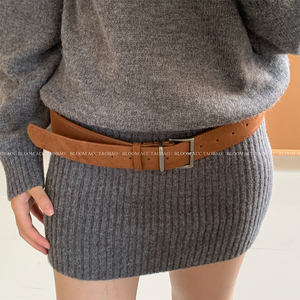 韩系复古简约麂皮磨砂绒腰带皮革皮带日常休闲百搭配裙子裤子裤带