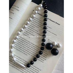 阿水同款银球串珠气质轻奢锁骨项链圆球耳环 OT扣时髦潮人颈链