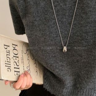 极简ins高级感休闲百搭水滴项链钛钢不掉色长款 毛衣链休闲配饰链