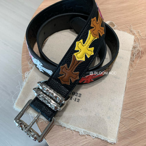 美式CH刺绣彩色十字架藤蔓针扣皮带男女同款个性潮流百搭腰带