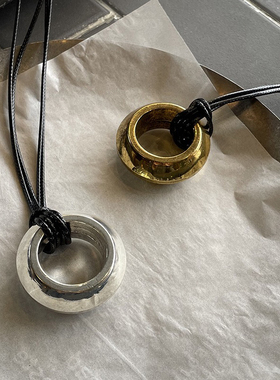 铜镀古银古金光轮吊坠项链小众高级感轻奢双绳可调节毛衣链