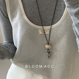 ins风简约高级感博主银色葡萄串吊坠项链长款 可调节毛衣链配饰链