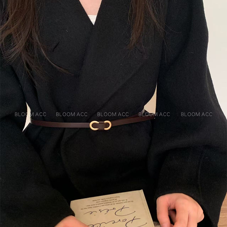 新款高级感简约细版腰带配连衣裙大衣西装收腰腰封老钱风装饰皮带